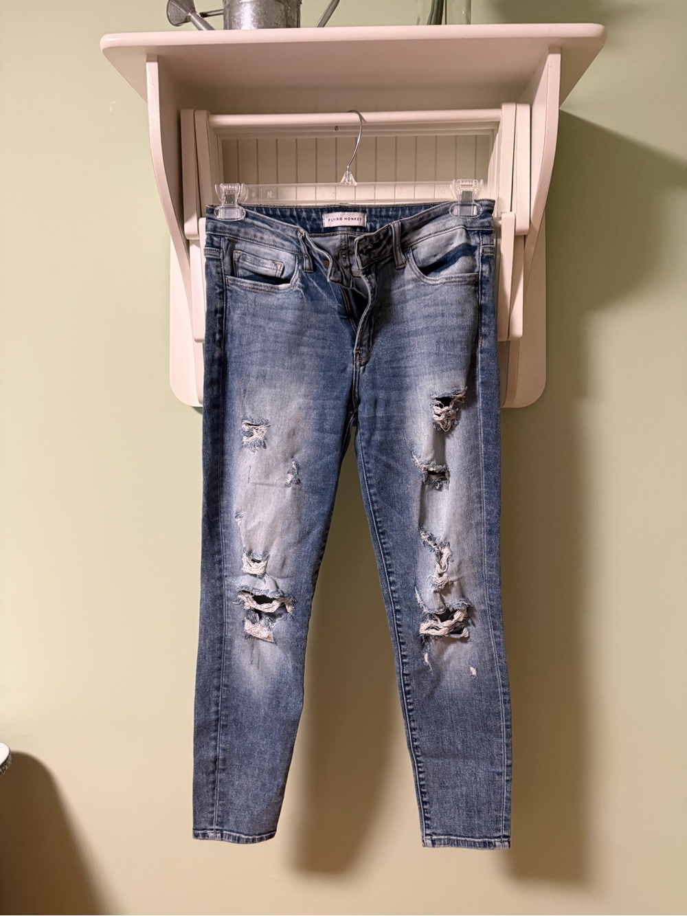 Flying Monkey Distressed Light Blue Skinny Jeans- size 28